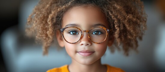 Child with glasses holding a pedestrian safety flyer with space for text promoting road safety awareness in a warm setting