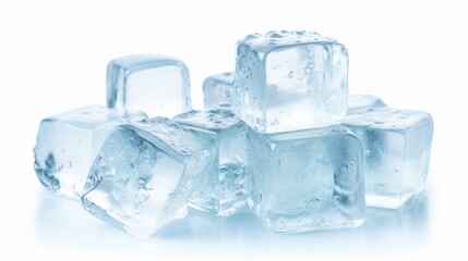 Obraz premium Crystal Clear Ice Cubes on White Background