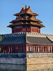 Fototapeta premium The corner tower of the forbidden city in Beijing, China