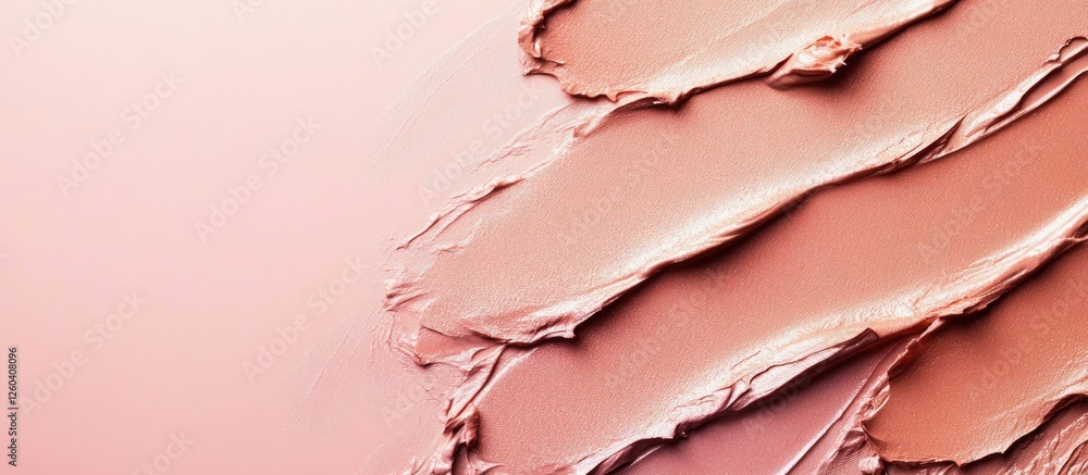 Poster elegant composition of makeup base textures on soft pink background with room for custom branding or