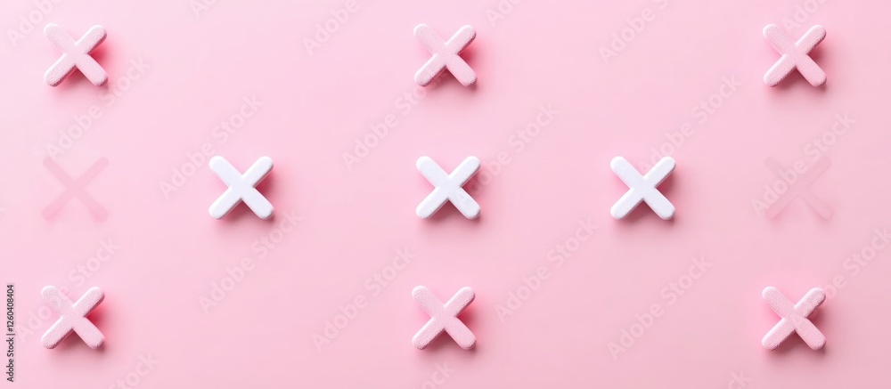 Poster stylized x symbols in white on soft pink background with ample space for text or creative design ele