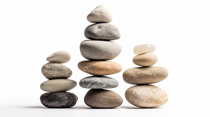Sea Stones Pyramid Isolated White Background