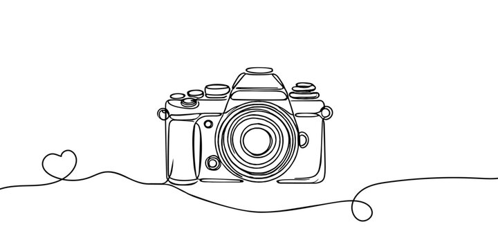 continuous line vector illustration design of digital camera