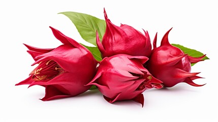 Fresh Roselle Fruit on White Background