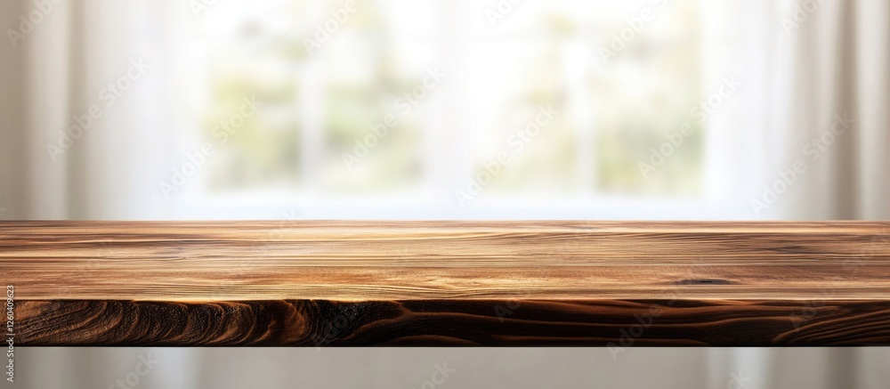 Poster wooden tabletop with blurred white background for christmas theme product display mockup featuring e