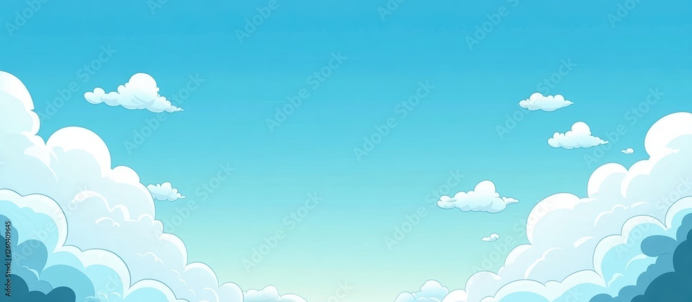 Poster vertical sky background with fluffy clouds and clear blue space ideal for adding text or graphics fo