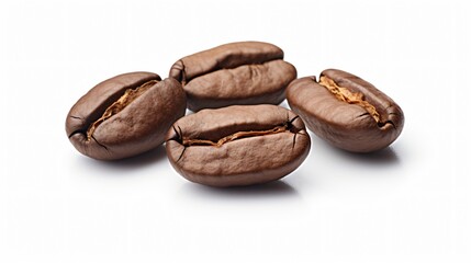 Three Coffee Beans Isolated White Background