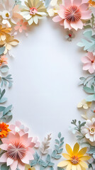 Obraz premium A flat lay of colorful paper cutouts depicting spring flowers and leaves 
