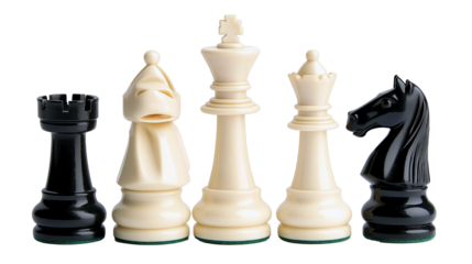 Chess pieces in black and white, showcasing strategy and competition