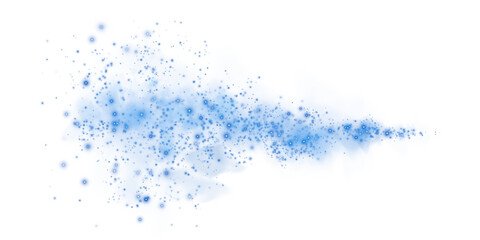Fantastic blue smoke background. Magic blue smoke with glitter and small particles of twinkling stars. Fog with luminous particles. Blue vapor with stardust. Morning fog over land or water surface PNG