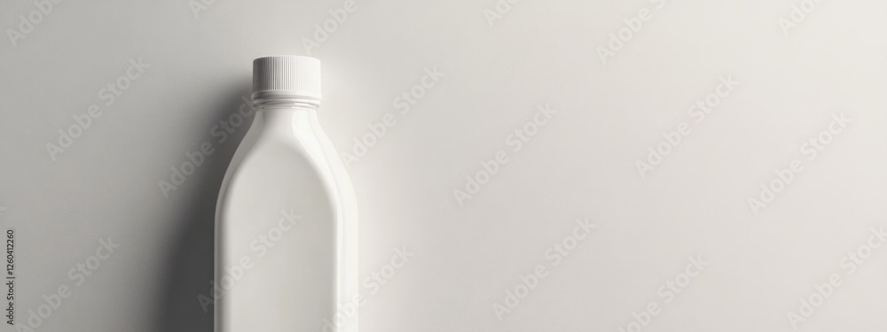 Poster plastic bottle on minimalist background with ample copy space for branding or text elements in adver