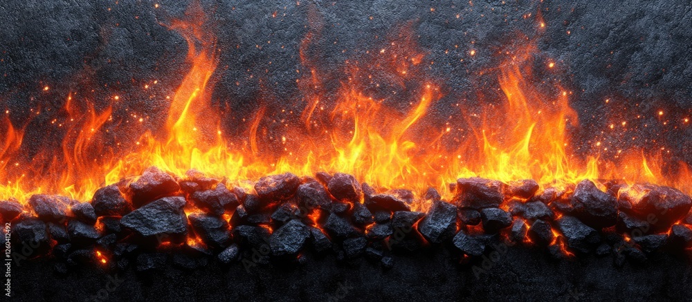 Aufkleber dynamic charcoal fire with dancing flames isolated on white background ideal for text overlay and cr