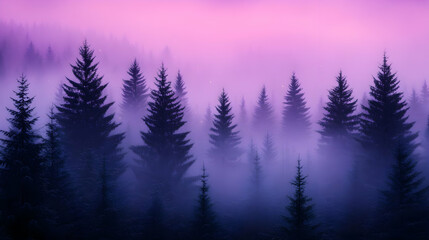 Pixelated Purple Pink Misty Forest