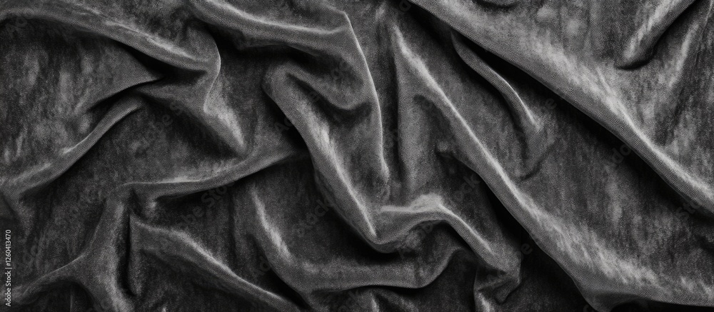 Poster dark gray crushed velvet fabric with subtle crumples and texture suitable for luxury backgrounds or 