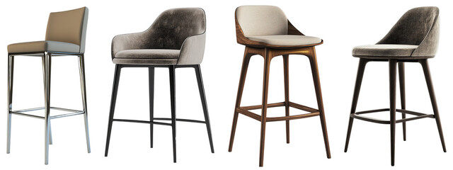 Stylish Collection of Modern Bar Stools Featuring Sleek Designs and Elegant Upholstery in Various Colors and Materials