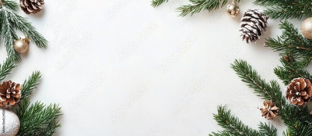 Poster winter solstice holiday table setting with fir tree decorations and empty space for text ideal for s