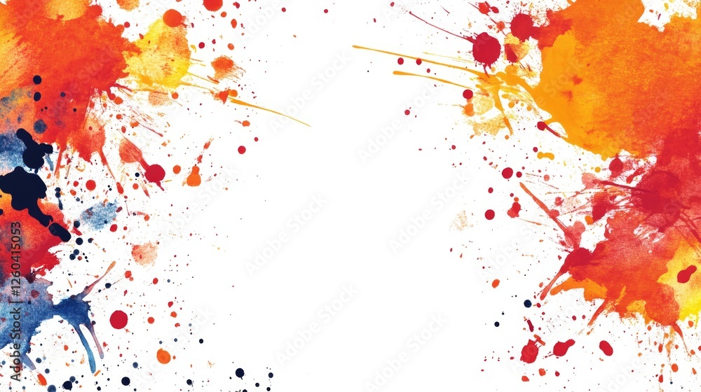 Poster vibrant ink splashes forming abstract textures and effects with ample copyspace for text or creative