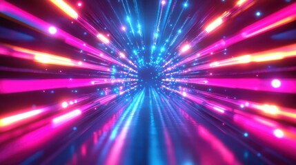 Fototapeta premium Abstract neon light bursts background with neon light bursts and vibrant glowing effects. Emphasizing electric energy and artistic flair, ideal for modern designs and high-impact visuals.