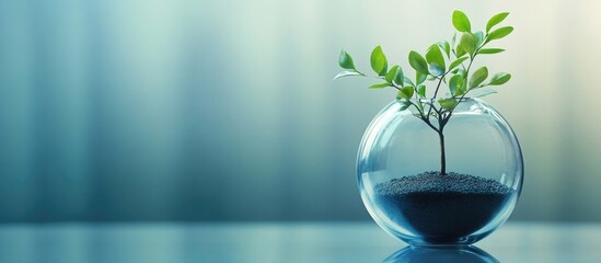 Nurturing Business Growth: A Plant in a Glass Bowl Symbolizing Potential with Space for Text and Branding
