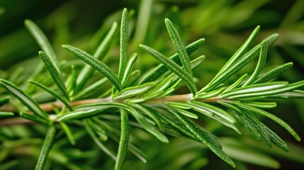 Obraz premium Fresh Rosemary Sprig Close-up, Culinary Herb