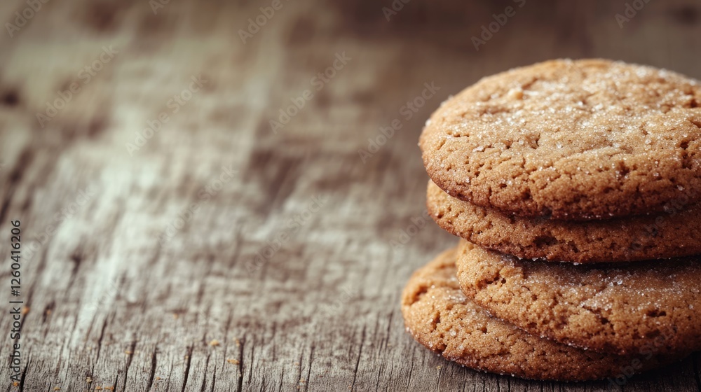 Poster vintage christmas background with close-up of cookies on rustic wood with space for custom text