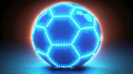 Futuristic Glowing Soccer Ball: Dynamic Sport, Neon Lights, Abstract Design