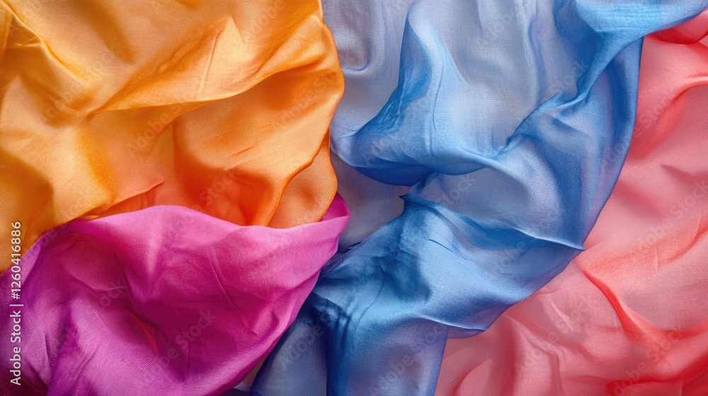 Aufkleber vibrant colorful fabric texture with soft folds ideal for creative abstract compositions and backgro