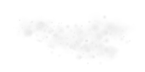 Fantastic white smoke background. Magic white smoke with glitter and small particles of twinkling stars. Fog with luminous particles. White vapor with stardust. Morning fog over land or water. PNG.