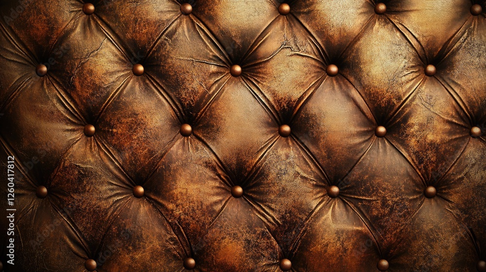 Poster classic brown leather texture background with tufted design and ample space for text or design eleme