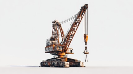 A crane for construction stands alone against a white background.