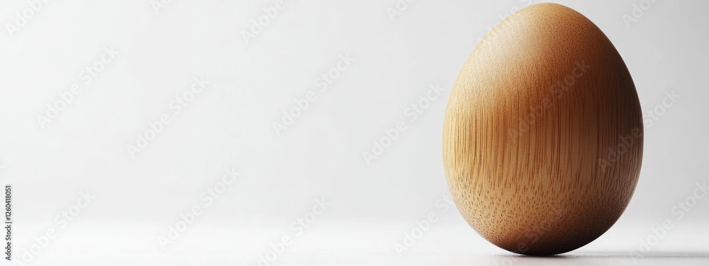 Poster wooden egg on a white background with a cosmic feel ideal for easter promotions featuring ample empt