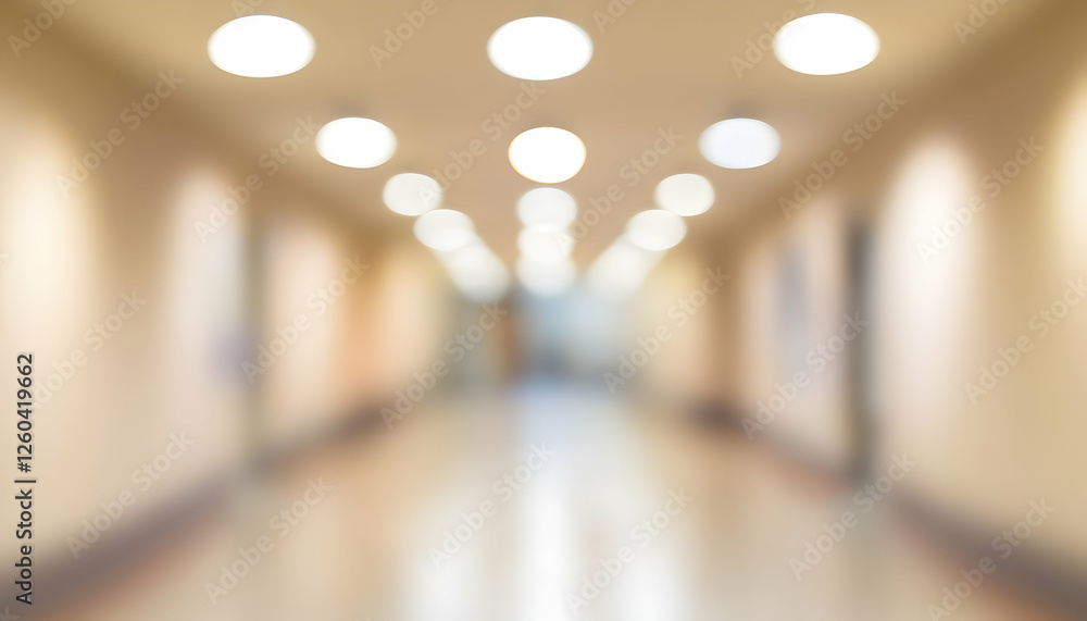 Aufkleber abstract blurred image of a modern building's hallway, featuring soft lighting and a calming, neutra