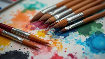 Obraz premium watercolor paints and brushes