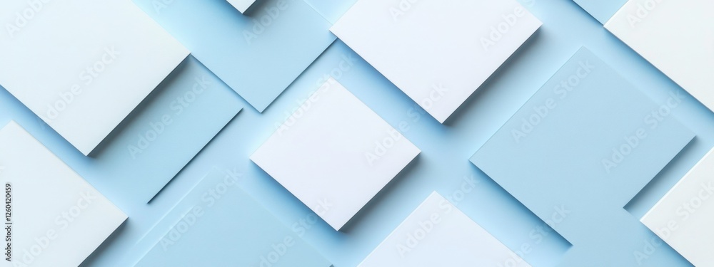 Aufkleber abstract blue and white geometric background with rhombus and square shapes featuring a blank space 