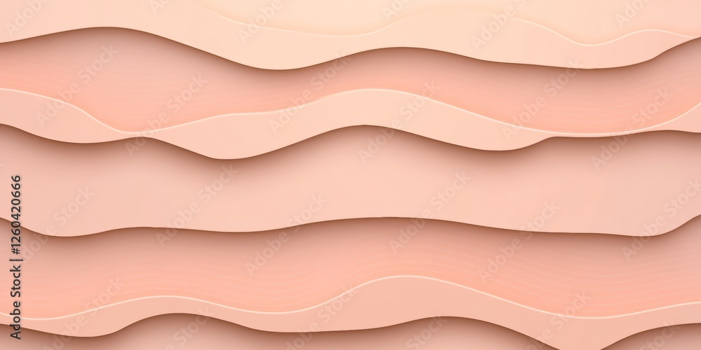 Aufkleber abstract pastel beige background with smooth wave curves. flowing wavy minimal backdrop in 3d style.