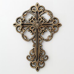 Elegant Ornate Gold Black Cross Religious Wall Decor Christian Home Art Decorative Filigree Design Antique Style Vintage Religious Symbol Faith       