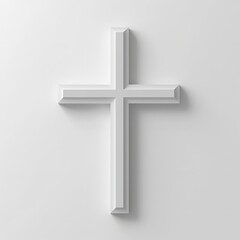 Elegant White 3D Cross Symbol Religious Faith Hope Minimalist Design Modern Christian Background Simple Clean White Texture  Hopeful Spiritual Graphic