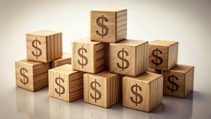 High-resolution image: vintage oak cubes ideal for showcasing financial success, craftsmanship, or rustic business concepts.