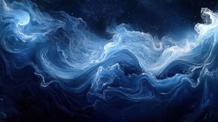 Abstract ocean waves with fluid motion. Featuring swirling patterns and deep blue hues. Emphasizing the power and beauty of the sea. Ideal for marine and nature-themed designs.