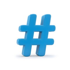 Obraz premium 3D Blue Hashtag Symbol Isolated on White Background