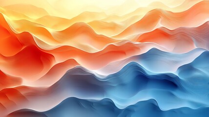 Obraz premium Vibrant Abstract Waves: Flowing gradients of orange, red, and blue create a dynamic, soothing backdrop ideal for modern design and creative projects.