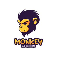 Head Monkey Mascot logo design concept vector. Creative Monkey Logo Design Template.