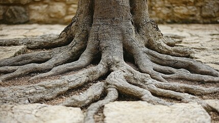 Fototapeta premium Exposed Tree Roots on Stone Ground
