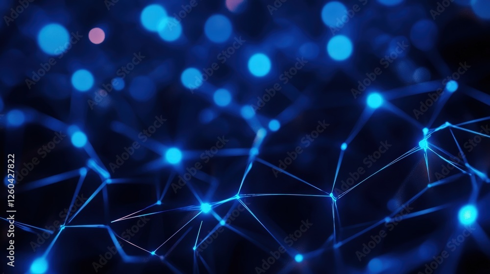 Aufkleber an abstract representation of interconnected nodes and lines, glowing in blue tones. ideal for backg