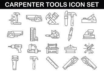 carpenter tools icon set