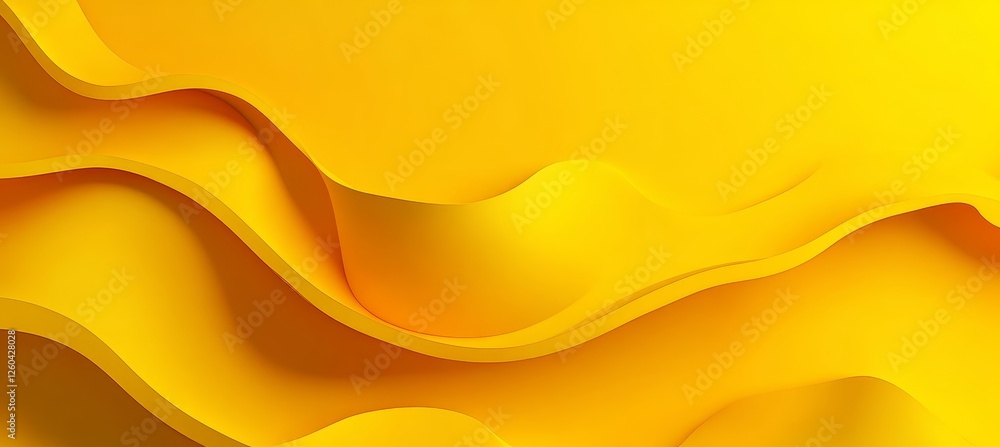 Poster minimalist yellow abstract background, 3d render of seamless liquid wave texture pattern