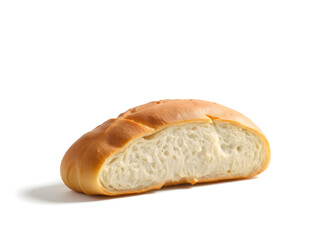 Freshly Baked Half Loaf of Bread on White Background