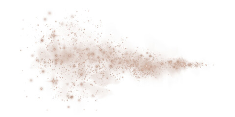 Fantastic chocolate brown smoke background. Magic chocolate brown smoke with glitter and small particles of twinkling stars. Fog with luminous particles. Chocolate brown shade Mocha Mousse. PNG.
