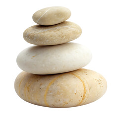 Fototapeta premium Naturally stacked smooth stones, in a balanced arrangement. Isolated on transparent background.