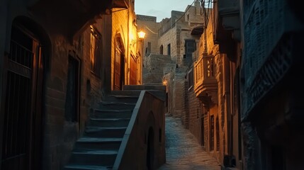Fototapeta premium Mardin's ancient town is a sight to behold, especially at twilight.
